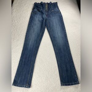 🔥h&g Ultra High Waisted Jeans Straight Leg Faded Mid Wash Blue Women’s Size 11